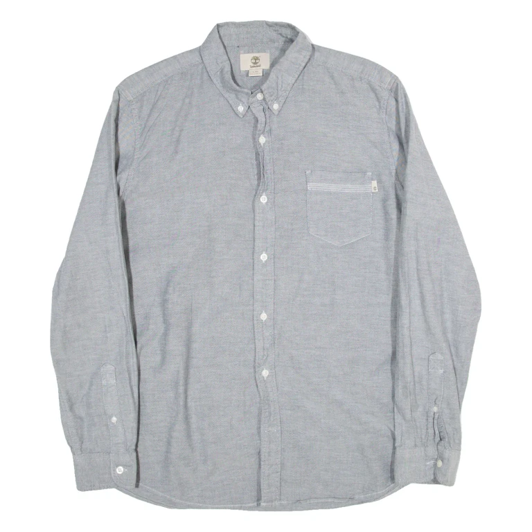 TIMBERLAND Regular Fit Mens Plain Shirt Grey Long Sleeve L