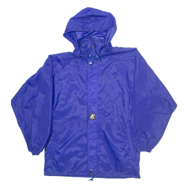 K.WAY Mens Windbreaker Jacket Blue Hooded XS