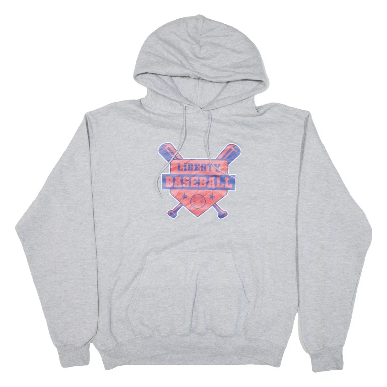 CHAMPION Liberty Baseball Mens Grey Hoodie USA L