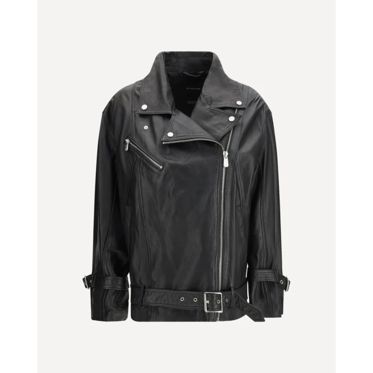 Giacca biker in pelle PINKO da donna, taglia 36
