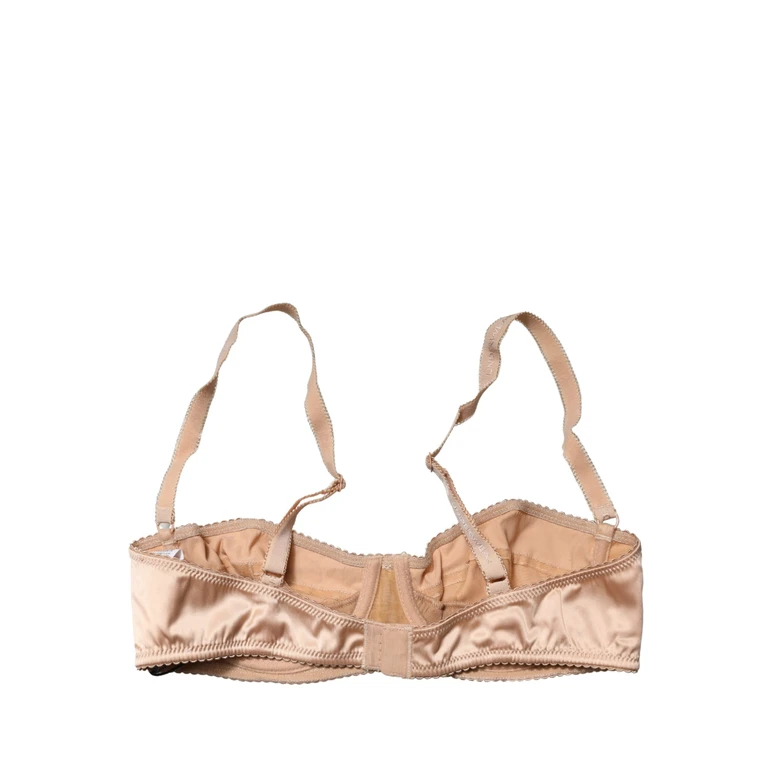 Dolce & Gabbana Beige Semi-Pad Underwire Balconette Bra Underwear Elastane Silk Clothing - Women