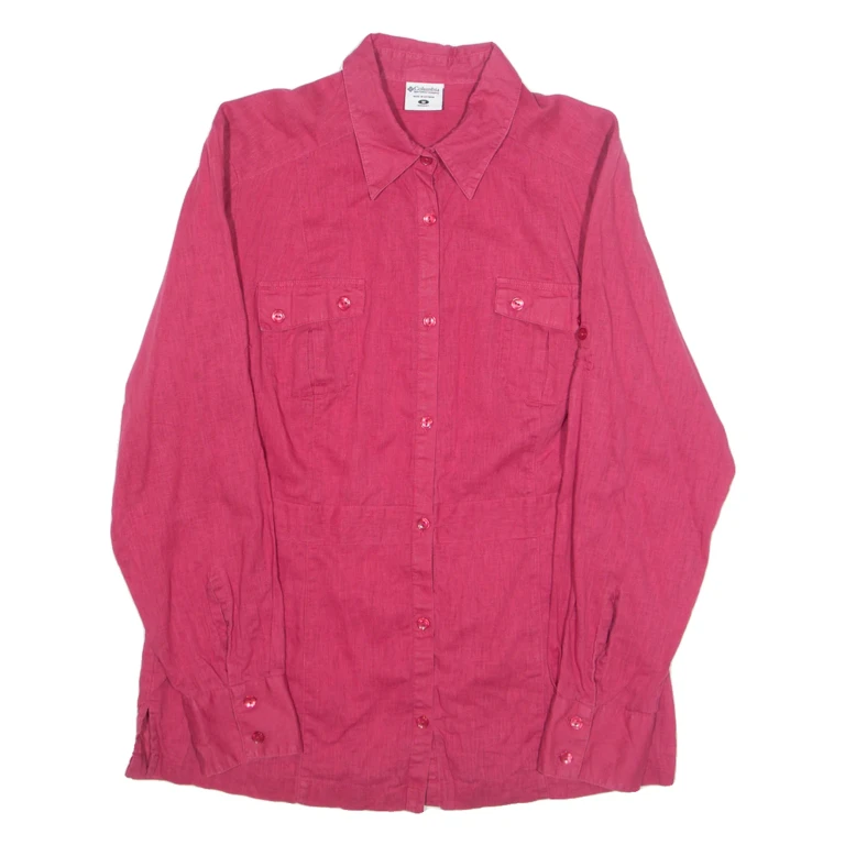 COLUMBIA Womens Plain Shirt Red Long Sleeve M
