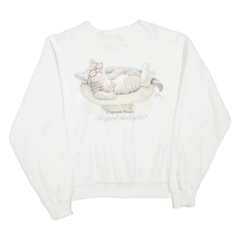 OCEAN FASHIONS Virginia Beach Womens Sweatshirt White Crew Neck USA L