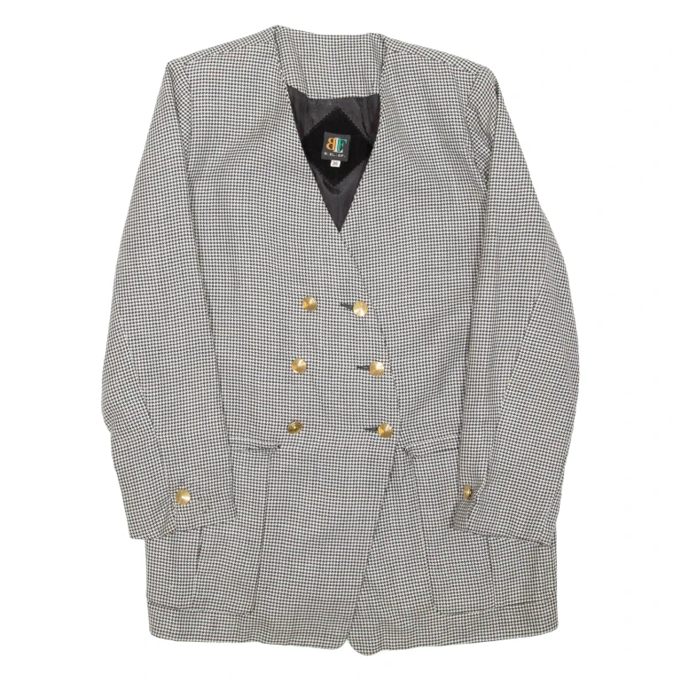 Womens Blazer Coat Black Houndstooth S