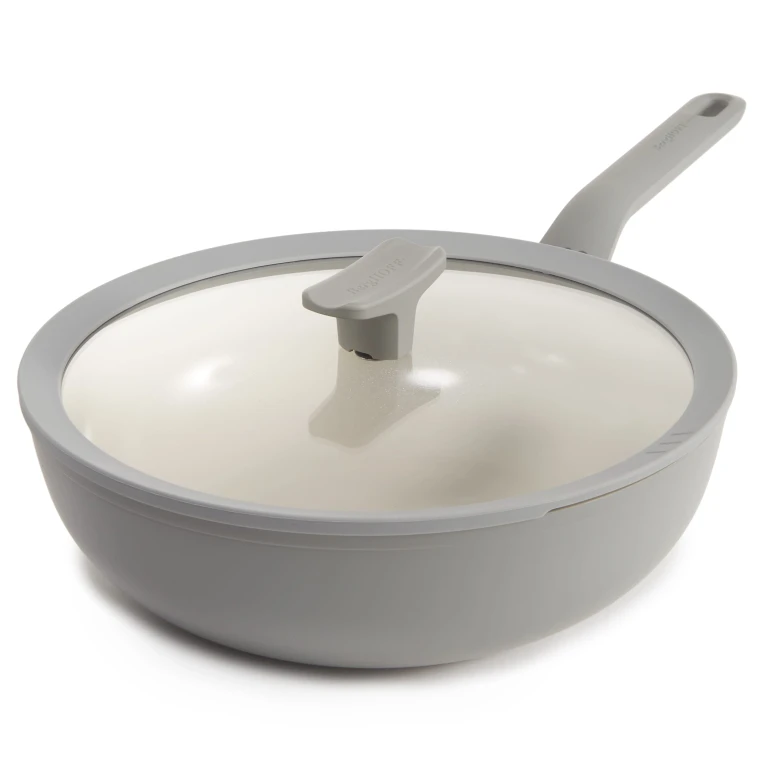 Balance Nonstick Ceramic Wok Pan 11", 4.4qt. With Glass Lid, Recycled Aluminum, Moonmist