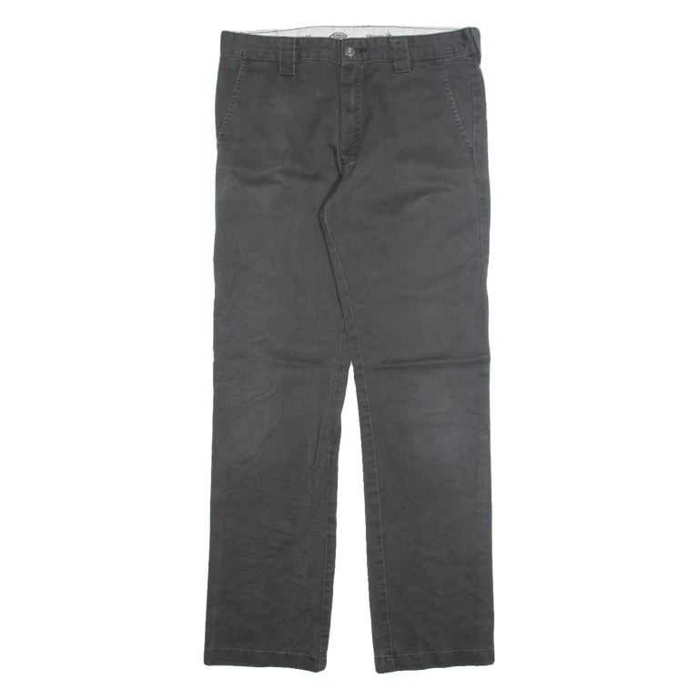 DICKIES Chino Mens Trousers Grey Slim Straight W32 L30