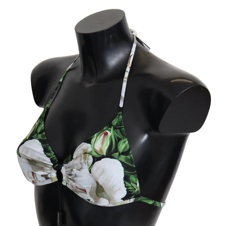 Dolce & Gabbana Multicolor Floral Print Halter Swimwear Bikini Top Nylon Elastane - Women