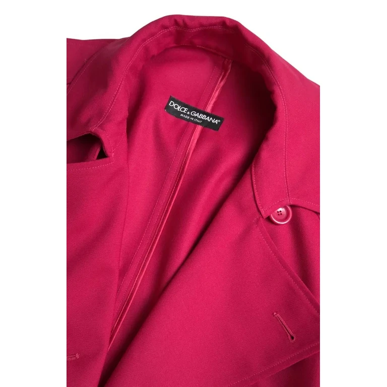 Dolce & Gabbana Dark Pink Double Breasted Trench Coat Jacket Polyester Virgin Wool Clothing - Women