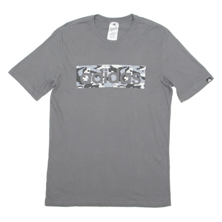 ADIDAS Digital Camo Mens T-Shirt Grey Crew Neck S