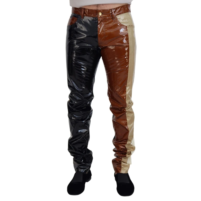 Multicolor Shining Slim Fit Men Denim Jeans Silk Elastane Clothing - Men