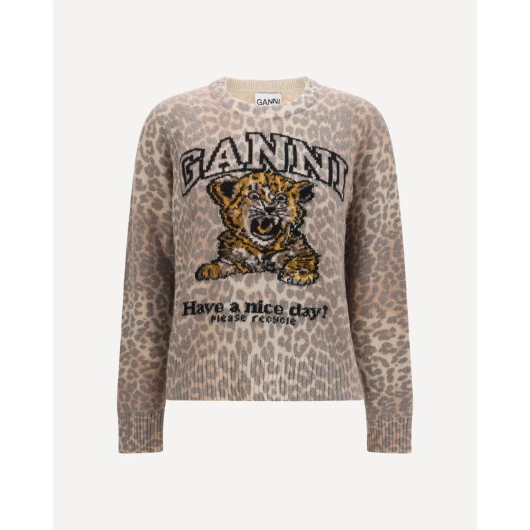 GANNI Tiger-print Sweater Female XS