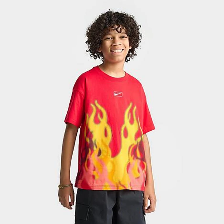 Nike Boys Big Kids Sportswear M90 Flame T-Shirt in University Red Size: Small