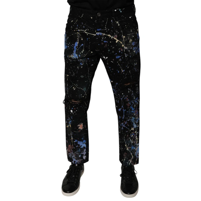 Dolce & Gabbana Black Splash Cotton Skinny Denim Jeans Clothing - Men