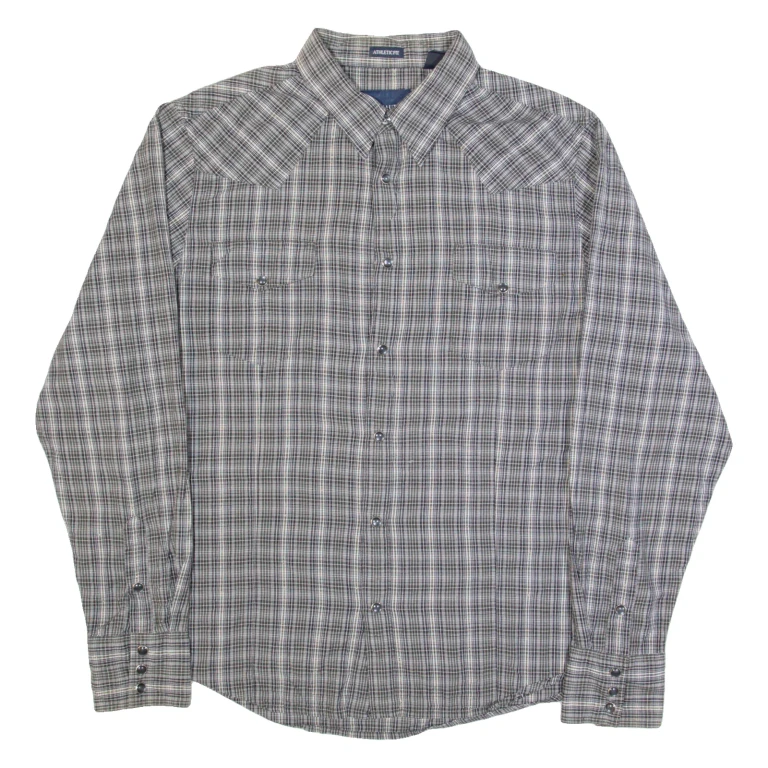 NAUTICA Athletic Fit Mens Shirt Black Check Long Sleeve XL