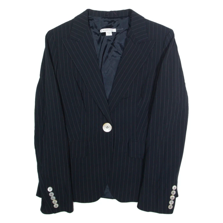 MARELLA Womens Blazer Jacket Black Viscose Striped M