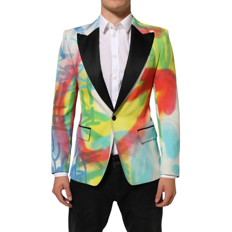 Multicolor Graffiti Sicilia 1 Button Men Suit Blazer Pl+se+wo - Men