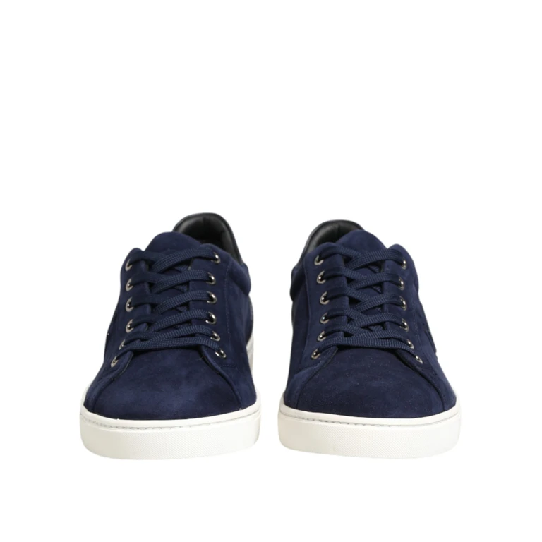 Blue Leather Suede Low Top Sneakers Shoes Goat - Men