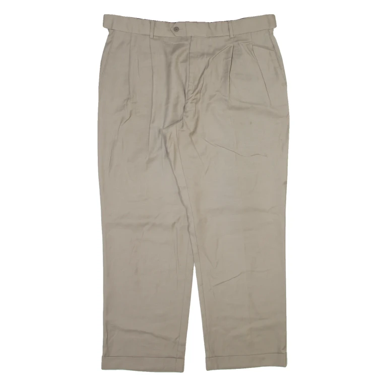 STANFORD Mens Trousers Beige Relaxed Straight Wool W38 L30