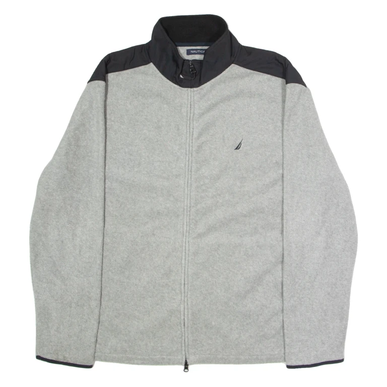 NAUTICA Mens Fleece Jacket Grey Colourblock XL