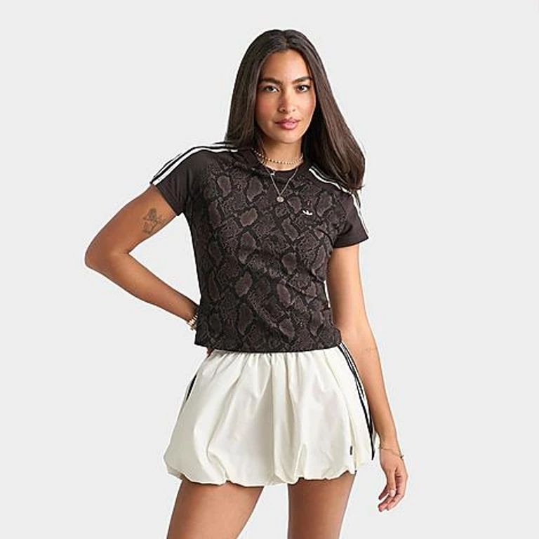adidas Women's Originals Snakeskin Print Cali T-Shirt in Earth Strata/Aurora Coffee Size: XS