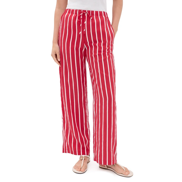 Madewell Striped Travel Fabric Pants Red And White Stripe Packable XXS
