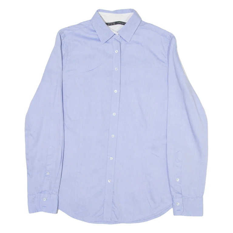 ZARA Womens Plain Shirt Blue Long Sleeve M