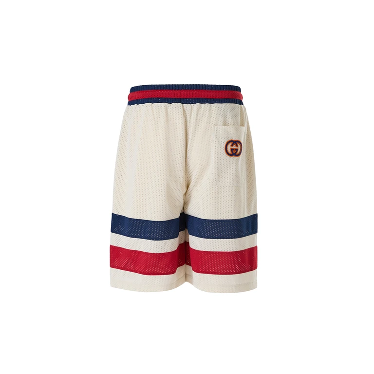Cream Polyester Logo Shorts - Men