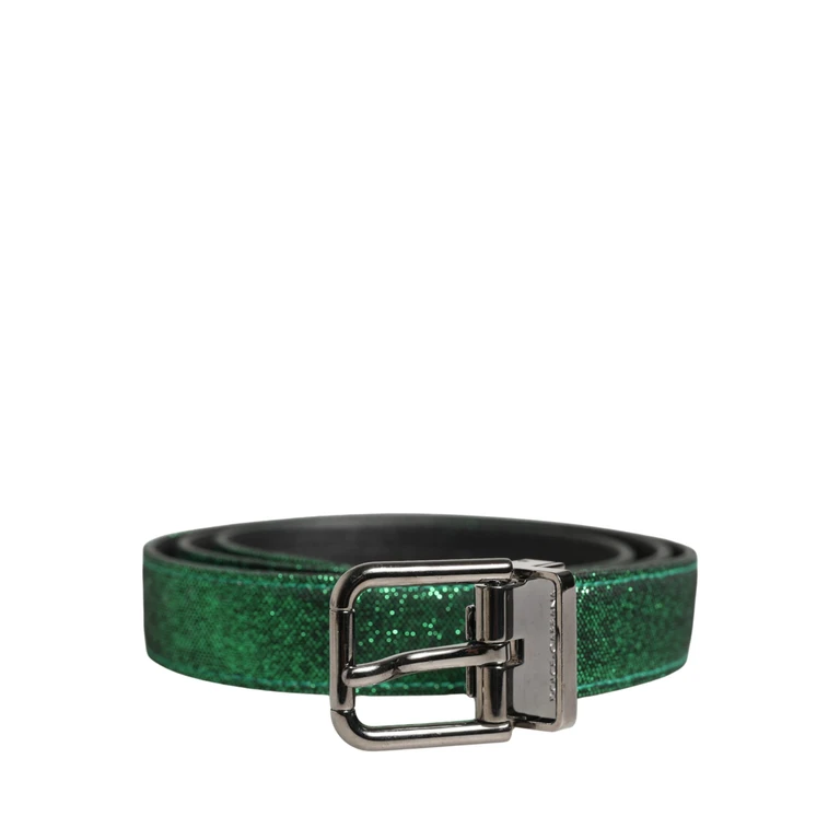 Dolce & Gabbana Men Green Lurex Polyester Metal Buckle Belt Calf - Men