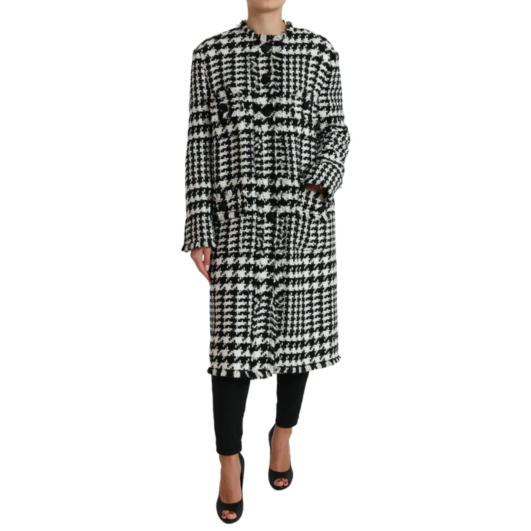 Black White Houndstooth Trench Coat Jacket And Clothing - Women