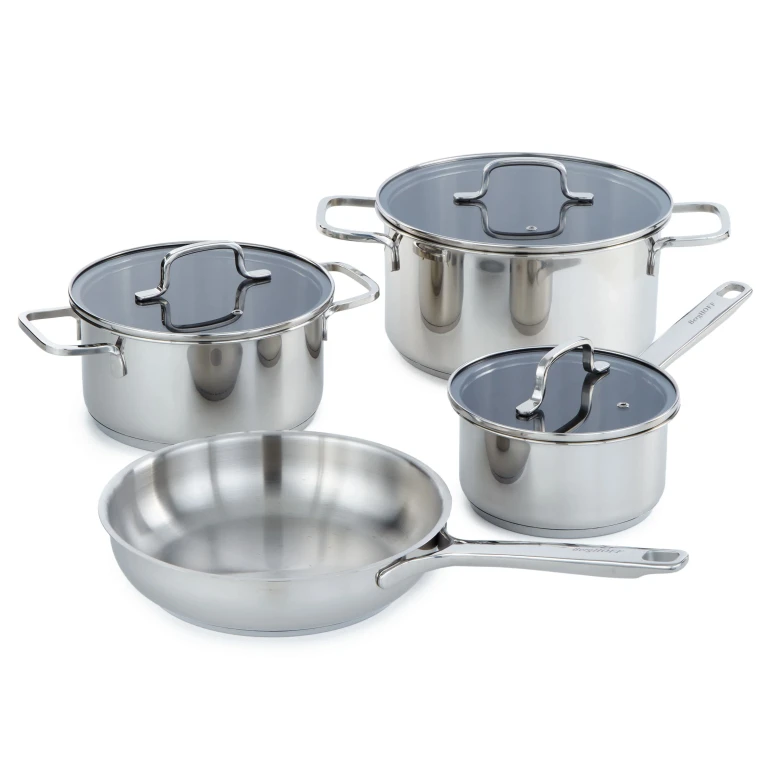 DiNA Helix 18/10 Stainless Steel 7pc Cookware Set with Glass Lids, Recycled