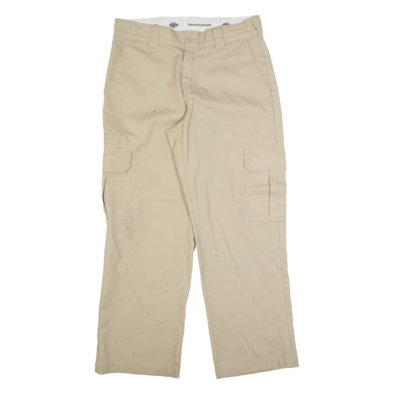 DICKIES Cargo Workwear Mens Trousers Beige Relaxed Straight W32 L30
