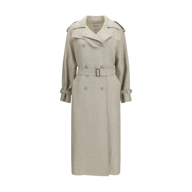 Max Mara Brown Linen Trench Coat Clothing - Women