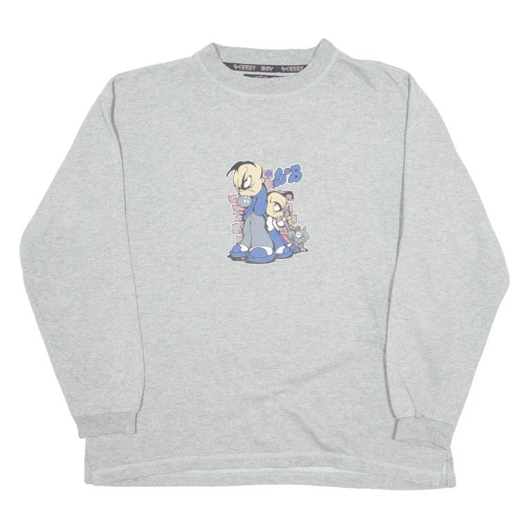 STREET BOY CLUB Mens Sweatshirt Grey Crew Neck M