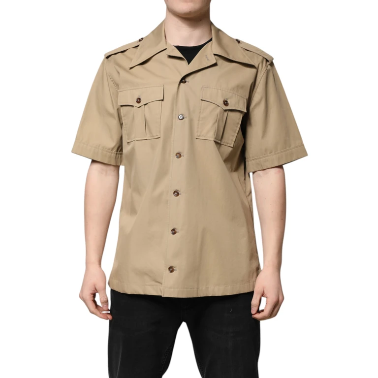 Dolce & Gabbana Brown Graphic Print Short Sleeves Shirt Cotton - Men