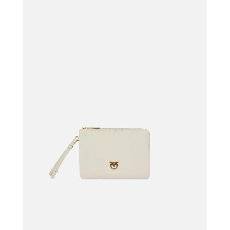 Pinko - Pochette carrée en cuir à porter au poignet avec logo Love Birds
