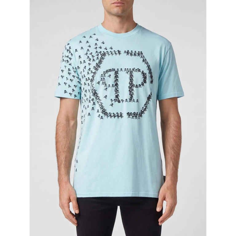 Cotton T-shirt with Contrasting Hexagon Logo Print on the Chest (SACCMTK6190PJY002N07)