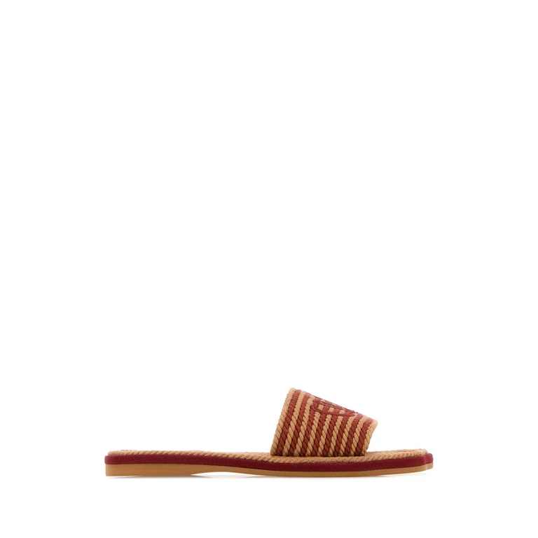 Chloé Embroidered Raffia Chloã¨ Sand Slippers Woodrose - Women
