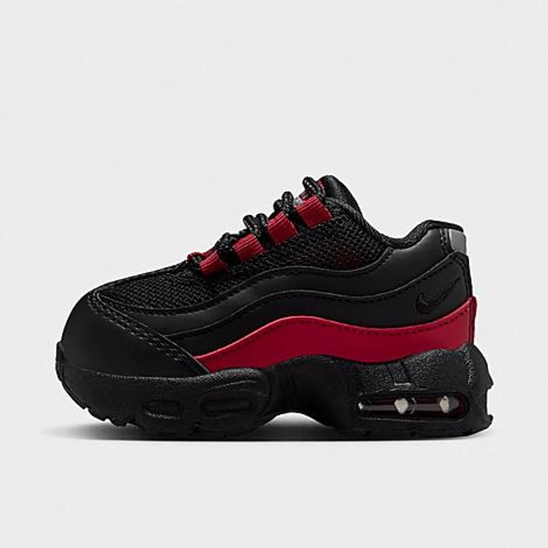 Nike Kids Toddler Air Max 95 Recraft Casual Shoes in Black/Team Crimson/Wolf Grey Size: 2.0