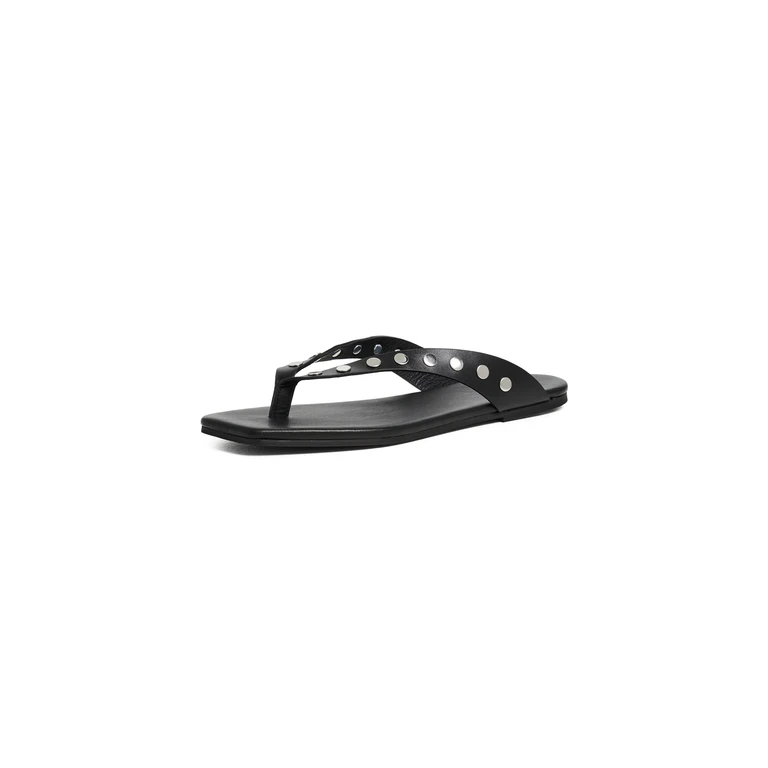 Ola Studs Black Leather Sandals Studs Black 39