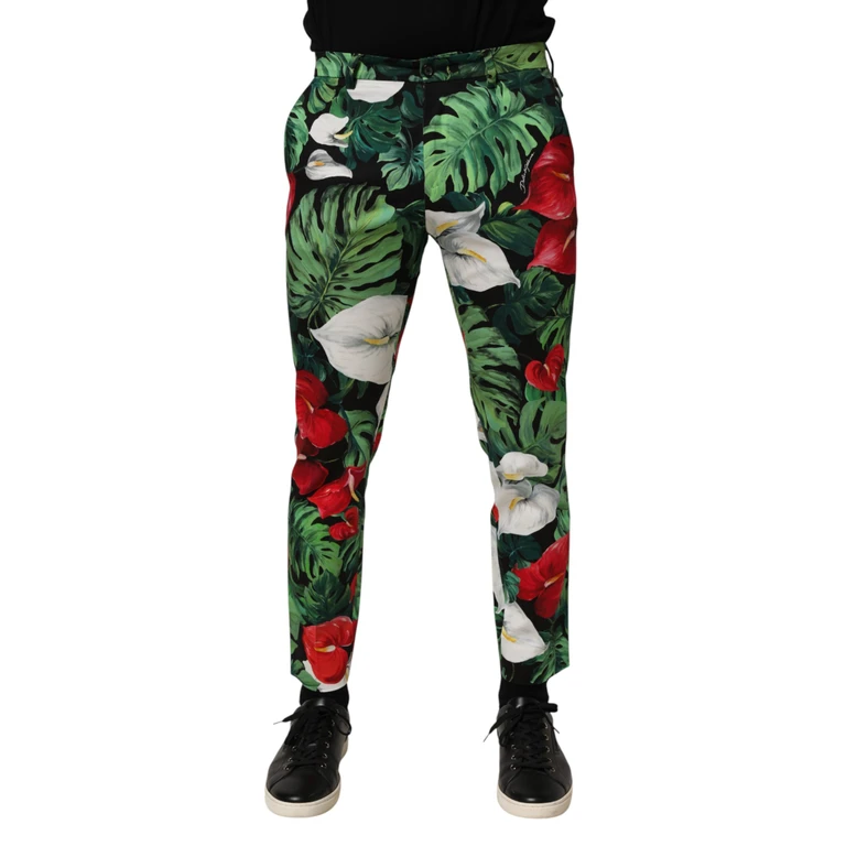 Dolce & Gabbana Multicolor Floral Print Cotton Tapered Pants Co+03 - Men