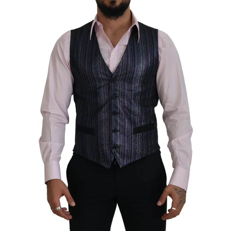 Dolce & Gabbana Multicolor Polyester Waistcoat Dress Formal Vest - Men