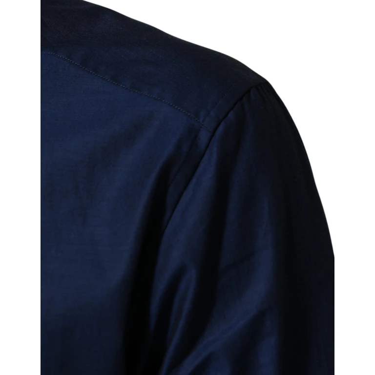 Dolce & Gabbana Blue Cotton Collared Men Gold Dress Shirt - Men
