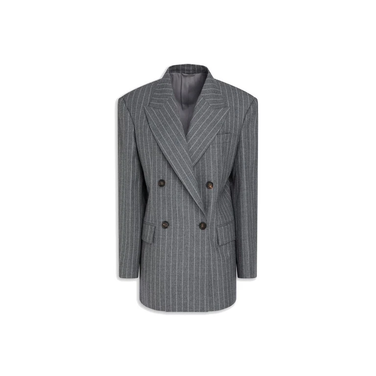 Brunello Cucinelli Gray Virgin Wool Blazer Clothing - Women