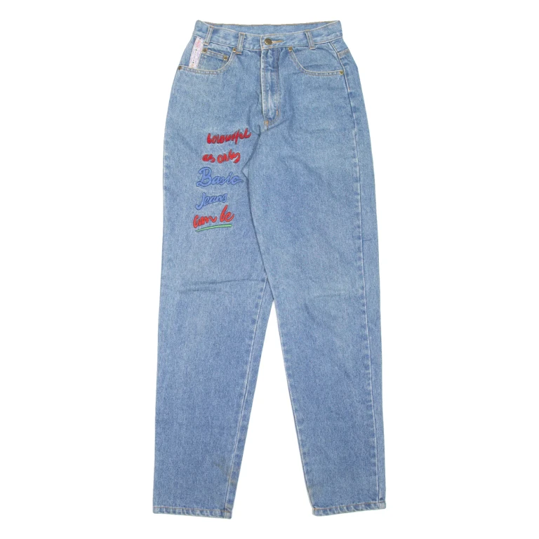 BASIC Womens Jeans Blue Regular Mom 90s W24 L32