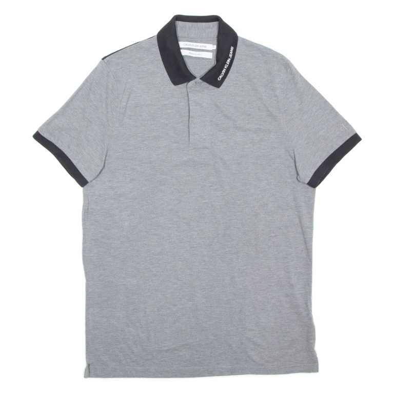 CALVIN KLEIN JEANS Mens Polo Shirt Grey XL