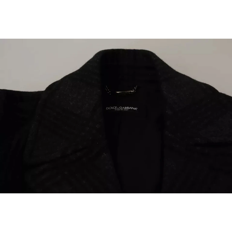 Dolce & Gabbana Black Trench Coat Check Wool Jacket Clothing - Men