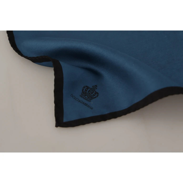 Dolce & Gabbana Black Blue Dg Crown Printed Square Handkerchief Scarf Silk - Men
