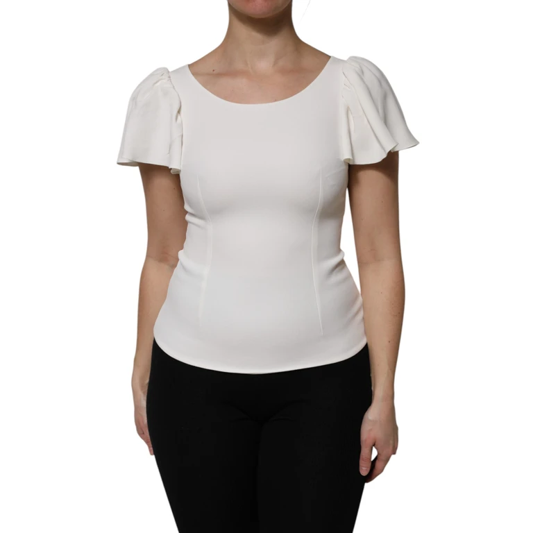 Dolce & Gabbana White Viscose Round Neck Short Sleeves Top Acetate Elastane - Women