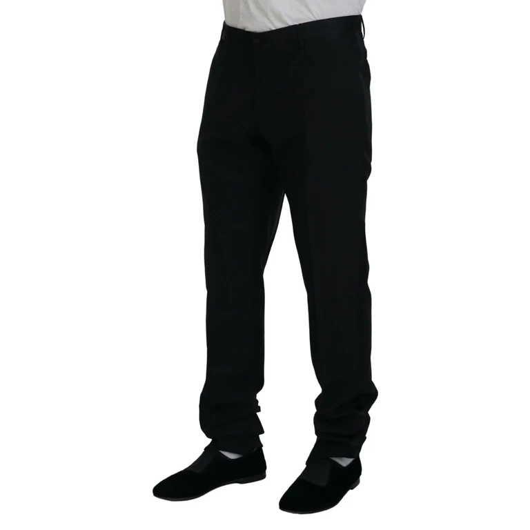 Dolce & Gabbana Black Dress Wool Silk Trouser Pants - Men