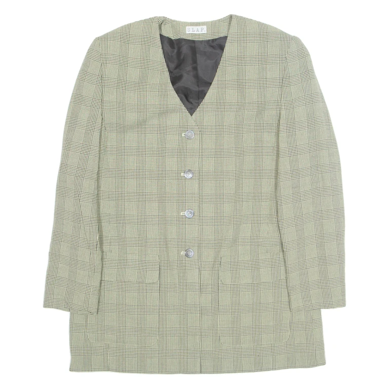 SLAP Womens Blazer Jacket Beige 90s Check M